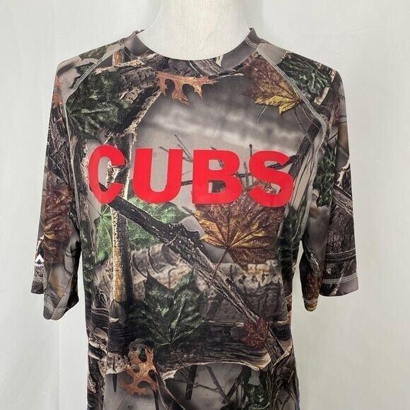 Chicago Cubs Men's Medium Shirt Majestic MLB Green Camo Pattern Coolbase - Picture 3 of 7